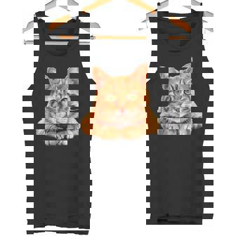 Orange Cat Green Eyes Tabby Vintage Cat Lovers Tank Top - Monsterry