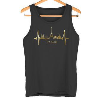 Paris Skyline Heartbeat I Love Eiffel Tower Love France Tank Top - Geschenkecke