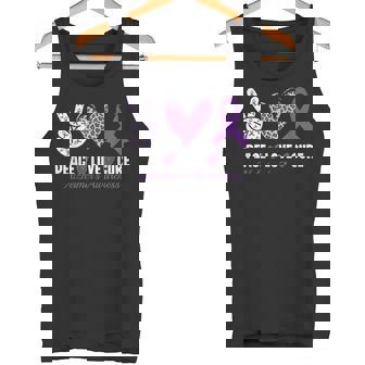 Peace Love Cure Alzheimer's Awareness Purple Ribbon Tank Top - Monsterry