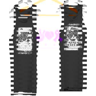 Peace Love Cure Alzheimers Disease Awareness Purple Ribbon Tank Top Tank Top - Monsterry