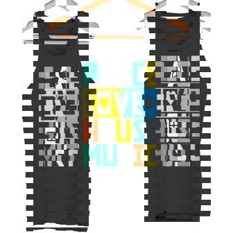 Peace Love EDM Print Techno Festival House Music Tank Top Tank Top - Monsterry