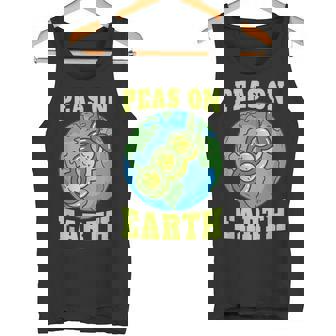 Peas On Earth Pun Peace World Globe Earth Day Tank Top - Monsterry