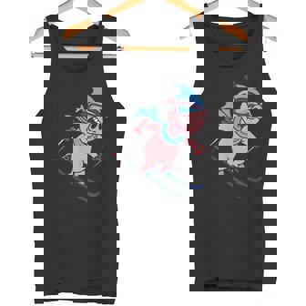 Pig Go Skiing Design Winter Holidays Tank Top - Monsterry