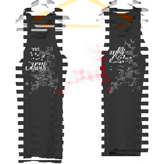 Plaid Buffalo Deer Christmas Pajamas Family Xmas Lights Kids Tank Top - Monsterry