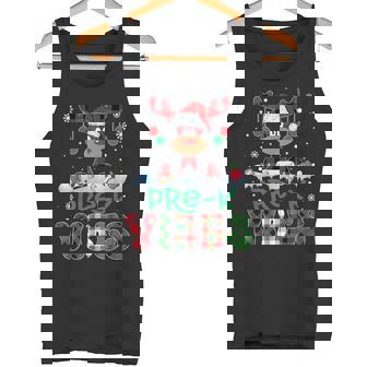 Pre-K Vibes Teacher Red Plaid Reindeer Christmas Kids Tank Top - Monsterry