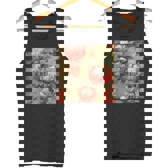 Protea Flower Pattern Graphic Tank Top - Monsterry