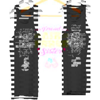 Proud Air Force Sister Camo US Flag Dog Tag Military Sibling Tank Top - Monsterry