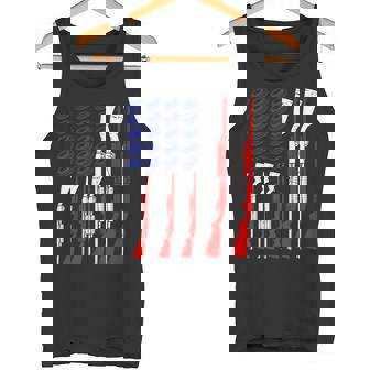 Proud American Gun Lover Shotgun Vintage American Flag Tank Top - Monsterry