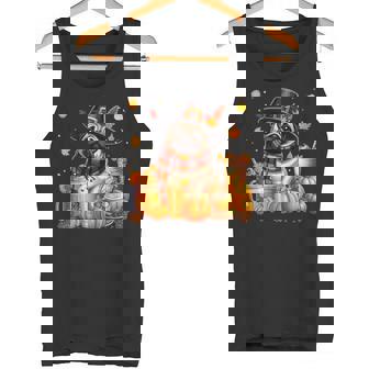 Pug Thanksgiving Drinks Coffee Fall Leaves Pumpkins Tank Top - Monsterry