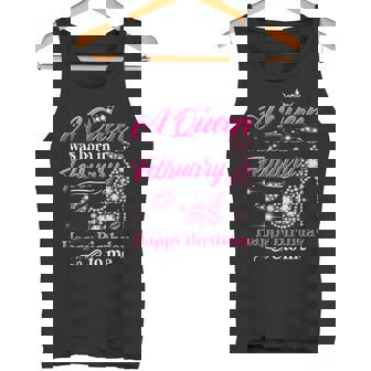 A Queen Was Born In February Birthday To Me Diamond Crown Tank Top - Monsterry