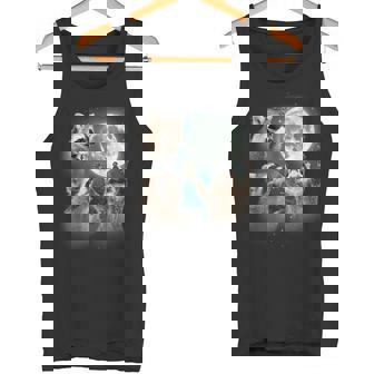 Raccoon 3 Racoons Howling At Moon Weird Meme Tank Top - Monsterry