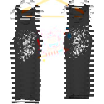 Ragdoll Cat Riding Firecracker US Flag 4th Of July Fireworks Tank Top Tank Top - Monsterry