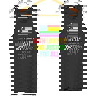Rainbow American Flag Gay Equal Rights LGBTQ Liberty Tank Top - Monsterry