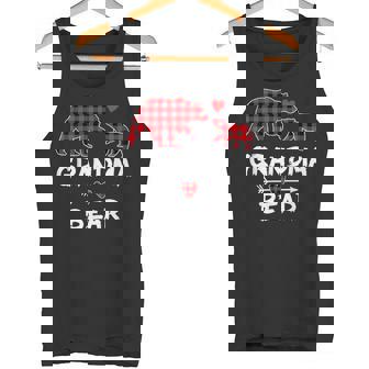 Red Plaid Grandma Bear Xmas Family Christmas Pajamas Tank Top - Monsterry