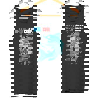 Reel Cool Grandpa Fish Face Mask American Flag Fishing Tank Top - Monsterry
