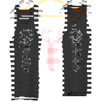 Reindeer Deer Christmas Buffalo Plaid Holiday Tank Top - Monsterry