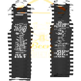Retirement Plan Drinking Beer Watching Hockey Party Tank Top - Monsterry
