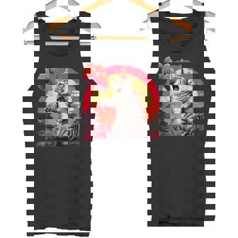 Retro Cat Birthday Japanese Graphic Kawaii Cat Anime Tank Top - Monsterry