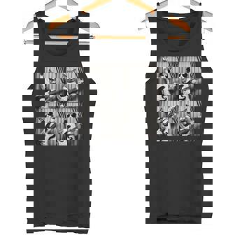 Retro Cat Playing Guitar Rock Vintage Cat Photobooth Tank Top - Monsterry
