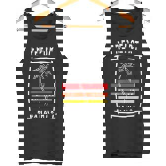 Retro Freeport Bahamas Palm Tree Colorful Sunset Novelty Art Tank Top - Monsterry
