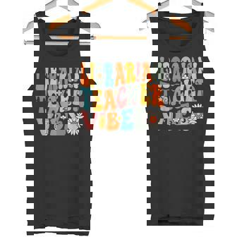 Retro Librarian Teacher Vibes Groovy Library Tank Top - Monsterry