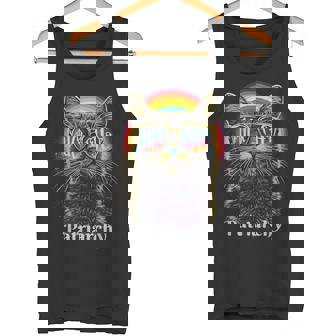 Retro Rainbow Cat Fuck The Patriarchy Vintage Feminist Tank Top - Monsterry