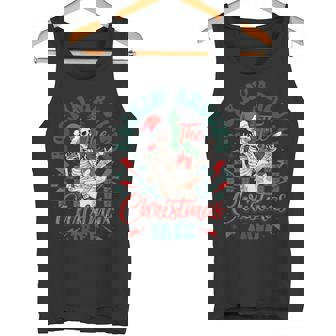 Retro Rockin Around The Christmas Tree Skeleton Plays Guitar Tank Top - Monsterry