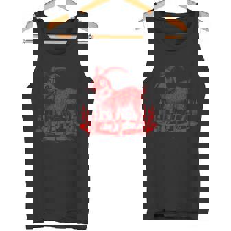 Sacred Goat With Candles Gothic Horror Ritual Pagan Goat Tank Top - Monsterry