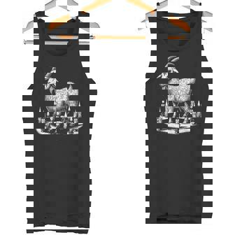 Sacred Goat With Candles Mystical Horror Ritual Paganism Tank Top - Monsterry