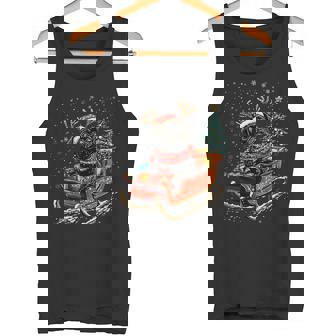 Santa Pug Reindeer Light Christmas Tank Top - Monsterry