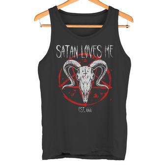 Satanist Baphomet 666 Satanism Satan Loves Me Tank Top - Geschenkecke