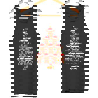 Scottish Highland Cow Christmas Tree Lights Xmas Pajamas Tank Top - Monsterry