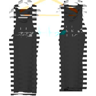 Scuba Diver Heartbeat Deep Diving EKG Pulseline Dive Tank Top - Monsterry