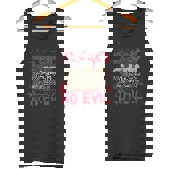See Speak Hear No Evil Skulls Halloween Bloody Damage Tank Top - Monsterry