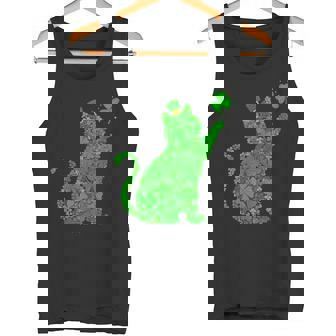 Shamrock Cat Graphic Saint Patrick Day Cat Tank Top - Monsterry