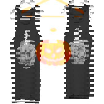 Silkie Chicken Happy Halloween Pumpkin Farm Animal Lover Tank Top - Monsterry