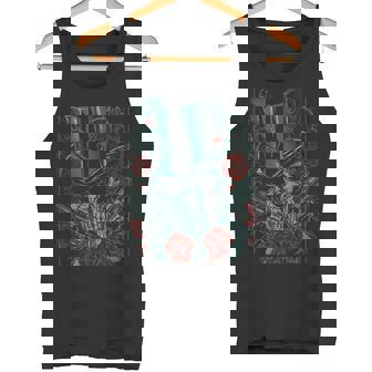 Skeleton Skull Red Rose Guns Top Hat Tank Top Tank Top - Monsterry