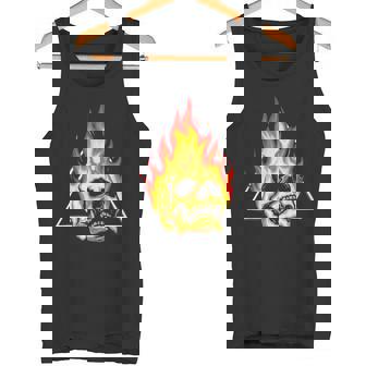 Skull Pyro Burning Skeleton Fire Fireworks Pyrotechnician Tank Top - Monsterry