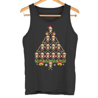 Skulls And Bones Christmas Tree Santa Hat Lights Sweater Tank Top - Monsterry