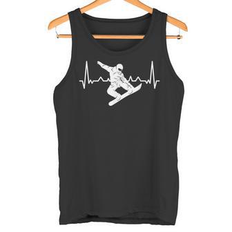 Snowboarding With Heartbeat Pulse Ecg And Snowboarder Tank Top - Geschenkecke