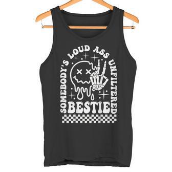 Somebody's Loud Ass Unfiltered Bestie Retro Groovy On Back Tank Top - Monsterry