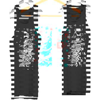 Sorta Merry Sorta Scary Christmas Skeleton Tree Santa Tank Top - Monsterry