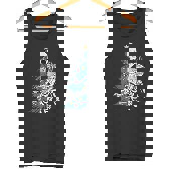 Sorta Scary Merry Sorta Christmas Skeleton Tree Santa Half Tank Top - Monsterry