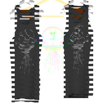 Space Alien Ufo Neon Lights Rave Alien Lovers Mm Camiseta sin mangas - Regaloses