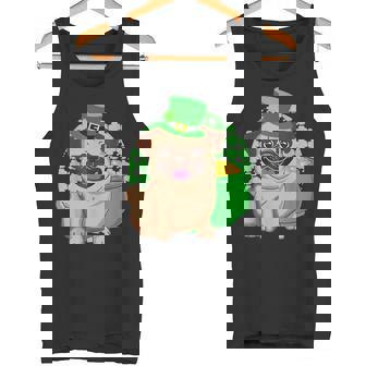 St Patricks Day Lucky Pug Dog Leprechaun Irish Shamrock Tank Top - Monsterry