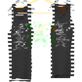 St Patrick's Day Man Playing Softball Player Team Clovers Tank Top - Monsterry