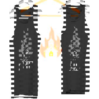 Stay Lit Occult Burning Church Unholy Antichrist Halloween Tank Top - Monsterry