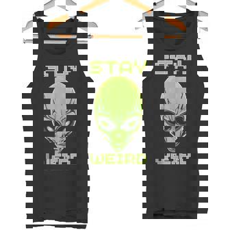 Stay Weird Colorful Alien Head UFO Human Festival Costume Tank Top Tank Top - Monsterry
