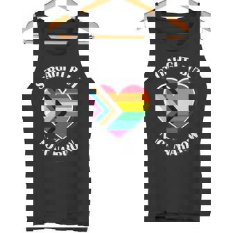 Straight Proud LGBTQ Ally Rainbow Equality Heart Flag Tank Top - Monsterry