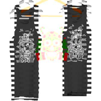 Sugar Skull Christmas Tree Cool Mexican Skeleton X-Mas Tank Top - Monsterry
